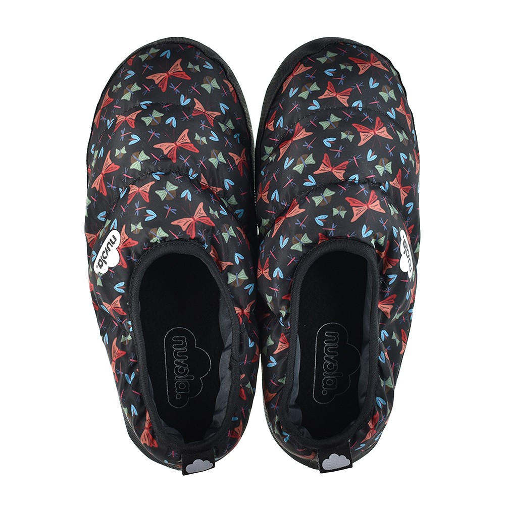 Pantuflas mujer, Farfalla en color negro con estampado